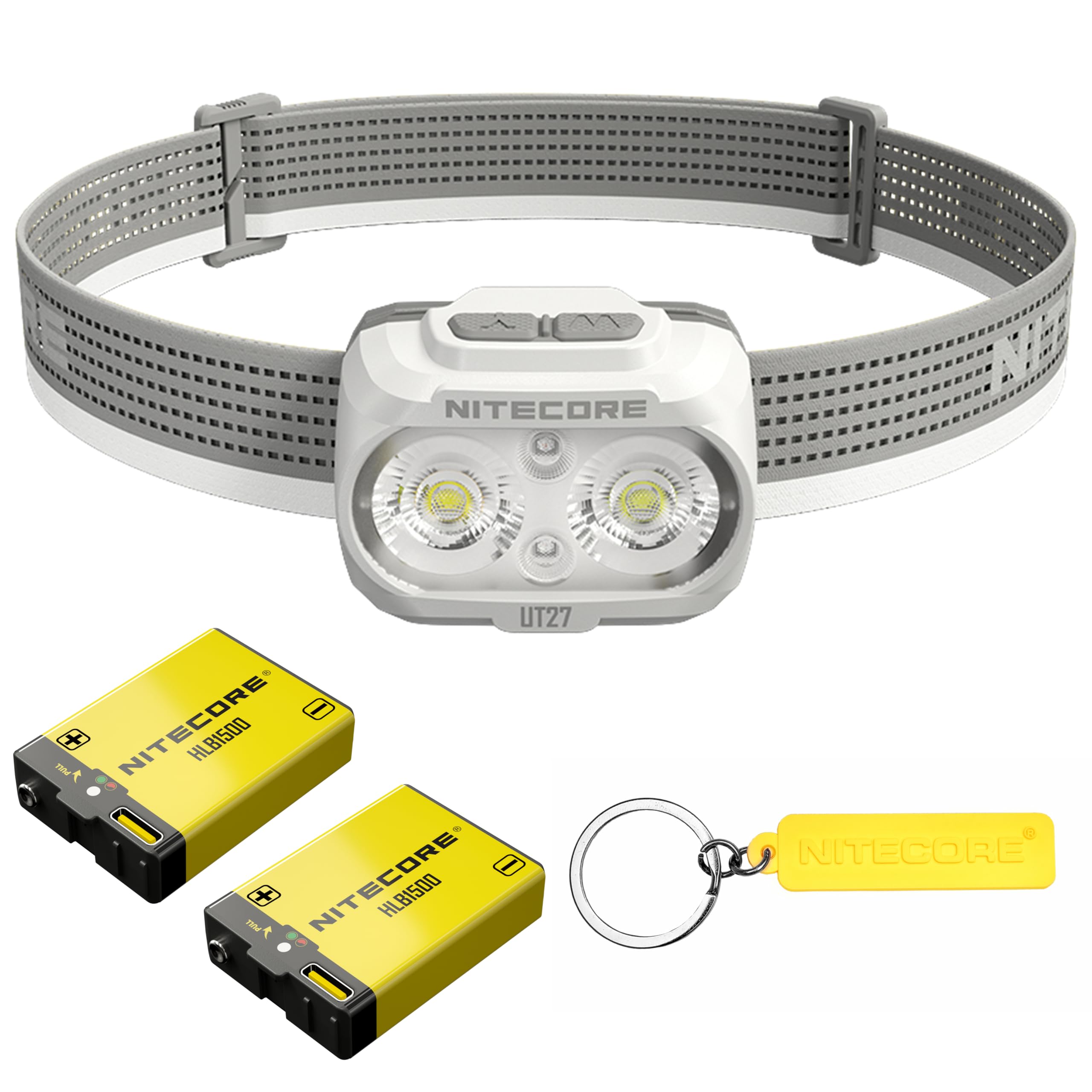 Nitecore UT27 MCT Pro Linterna frontal ligera con alto IRC, tres temperaturas de color, 2 pilas HLB1500, etiqueta (gris)