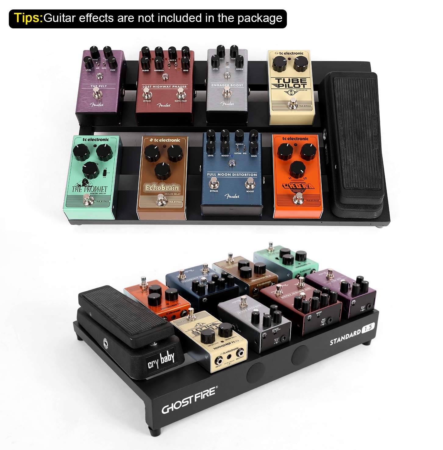 Ghost Fire Gitarren-Pedalbrett, Aluminiumlegierung, 1,4 kg, Effektpedalboard, 49,8 x 30 cm, mit Tragetasche, V-Serie (V-Standard 1,5)