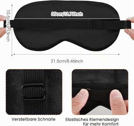 Silk Sleeping Mask Eye Mask Made of Pure Silk with Adjustable Strap Blackout Sleeping Mask Comfortable Soft Eye Mask Sleeping Aid Blindfold for Sleep Quality Light Blocking Golden Stars