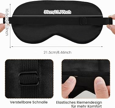 Silk Sleeping Mask Eye Mask Made of Pure Silk with Adjustable Strap Blackout Sleeping Mask Comfortable Soft Eye Mask Sleeping Aid Blindfold for Sleep Quality Light Blocking Golden Stars
