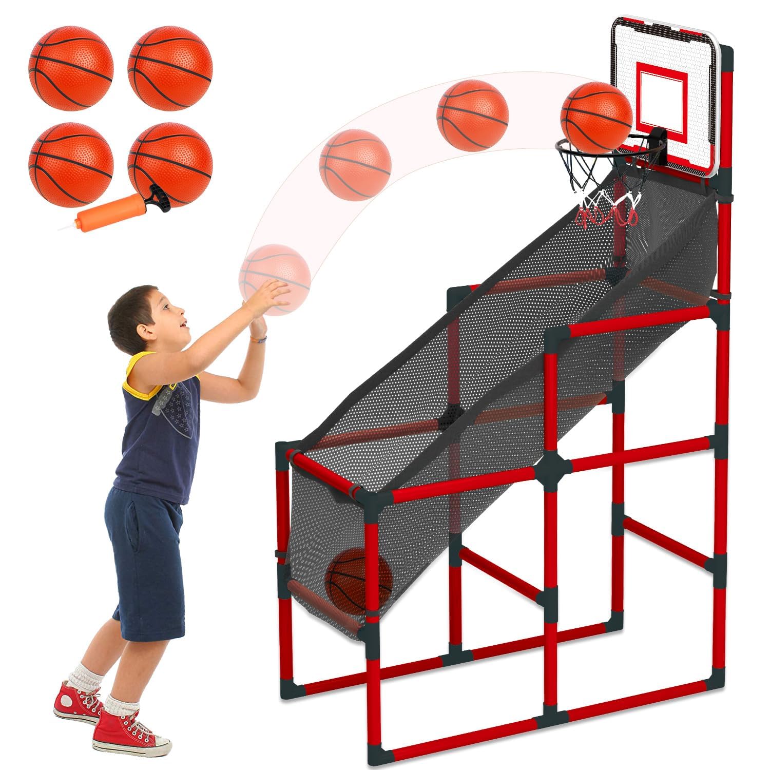 TOY Life Arcade Basketball Game for Kids, Indoor Basketball Hoop Arcade Game with Electronic Basketball Arcade Toddler Basketball Hoop Game Indoor & Outdoor Basketball Hoop Shooting Games for Kids