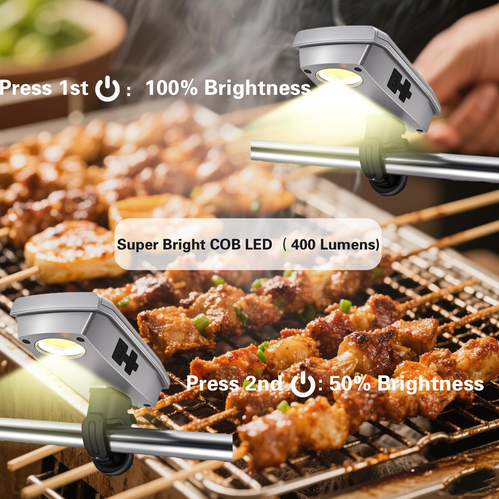 Night Light For Big Green Egg - A Rechargeable, Rotatable, Bright LED Light That Wraps Around The BGE Handle And Illuminates Your Grill Top (Black - View #9