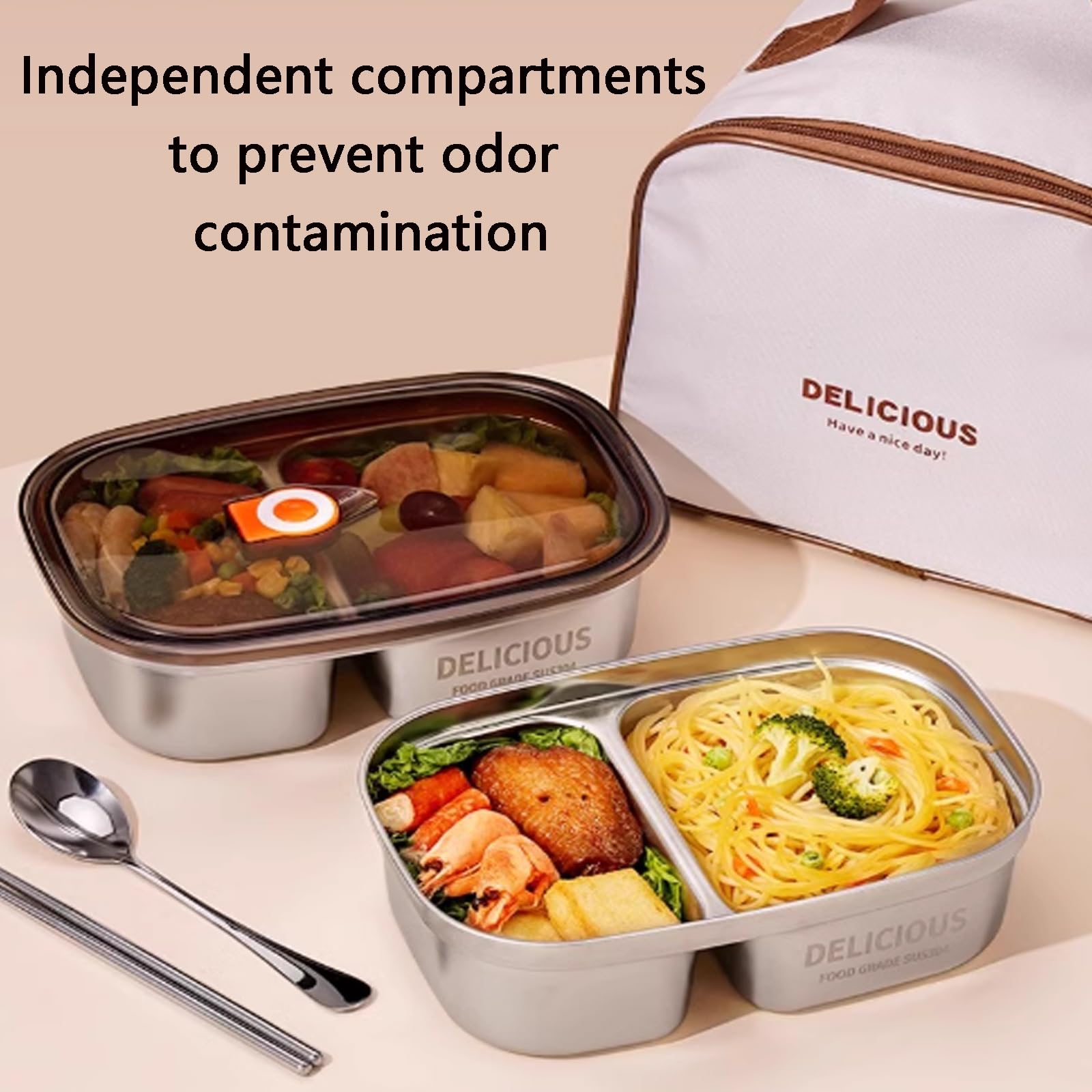 Fiambreras Comida Trabaj, Lunch Box, Fiambrera Escolar, Fiambrera Aislada De Acero Inoxidable, Diseño De Tres Compartimentos De Doble Capa, Fácil De Transportar, 2900 Ml