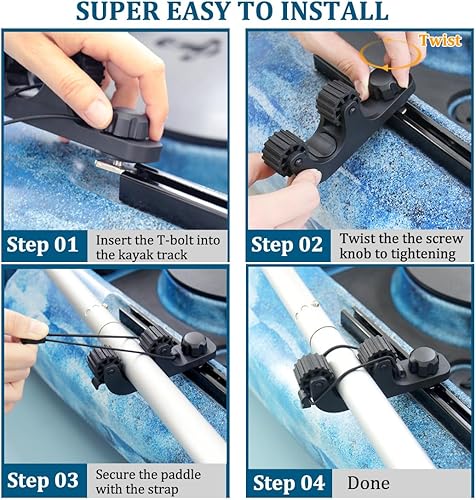 Miniatura 7 de Soporte para remo de kayak, ahorra espacio en la pista de kayak, red de pesca, soporte para cañas de pesca para pesca, accesorios de montaje en pista