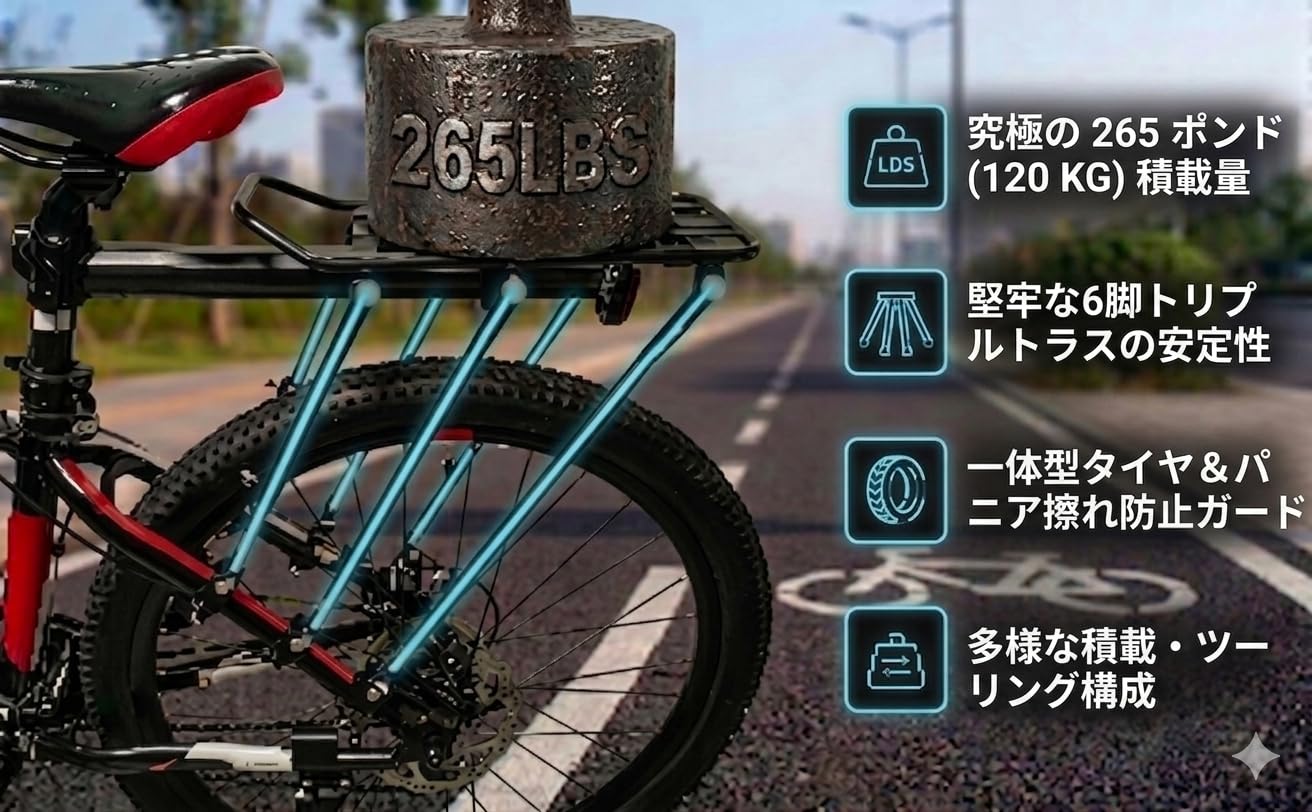 Amazon | COMINGFIT 自転車 荷台 リアキャリア 2026年 耐荷重120kg 高