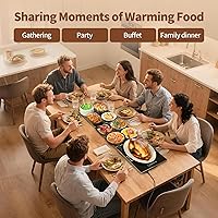 Vista 6 de Food Warmers for Parties Buffet, （47"x12"） Assemblable Stackable Electric Warming Tray with 8-Level Temperature Adjustment and 8-Hour Timer