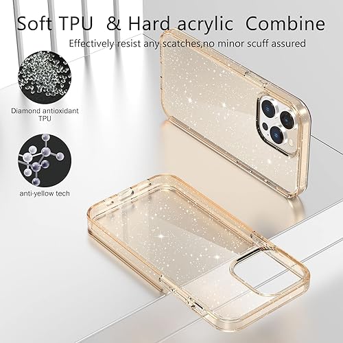 Miniatura 186 de Funda con purpurina diseñada para iPhone 15 Pro Max, con [2 unidades] protector de pantalla y [paquete de 3] protector de lente de cámara brillante
