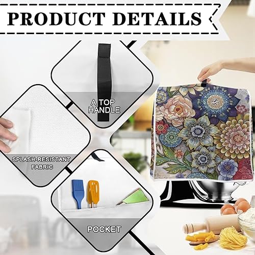Miniatura 5 de Bright Blossom - Cubierta para mezclador de cocina tamaño L, cubierta antipolvo, accesorios de cocina, decoración impermeable, a prueba de polvo,