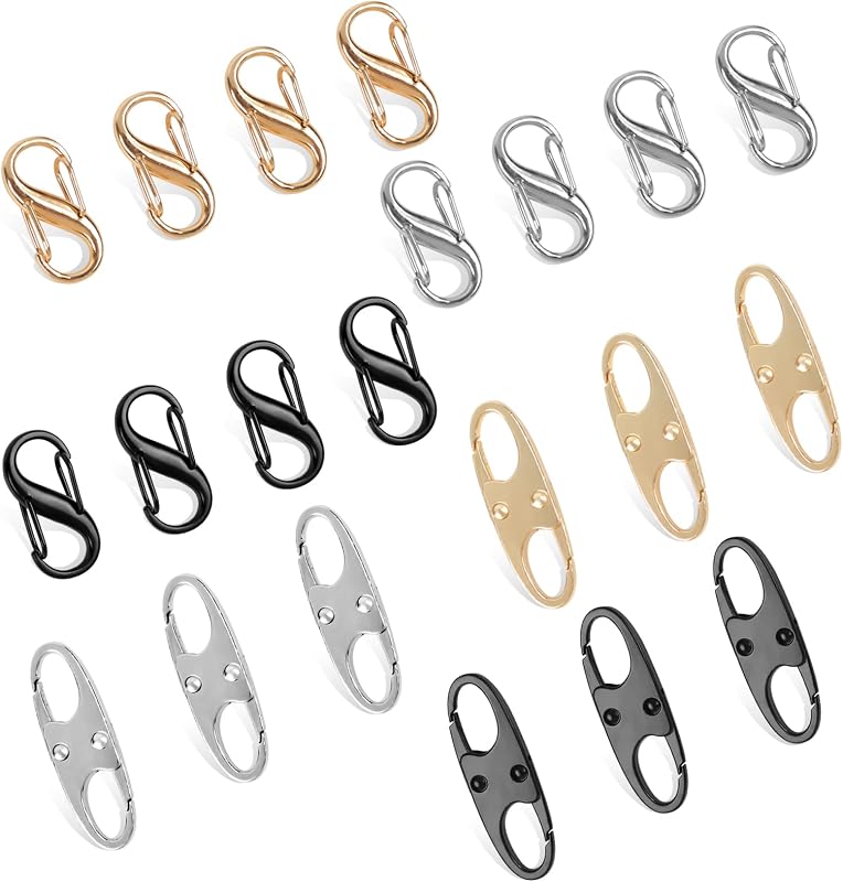 Phinus Lock Combo, Total 21PCS Clips Antirrobo, Cerraduras Antirrobo para Equipaje, Ropa, Mochilas, Botas, Monederos, Viajes Deportes al Aire Libre (Negro, Plata, Oro)