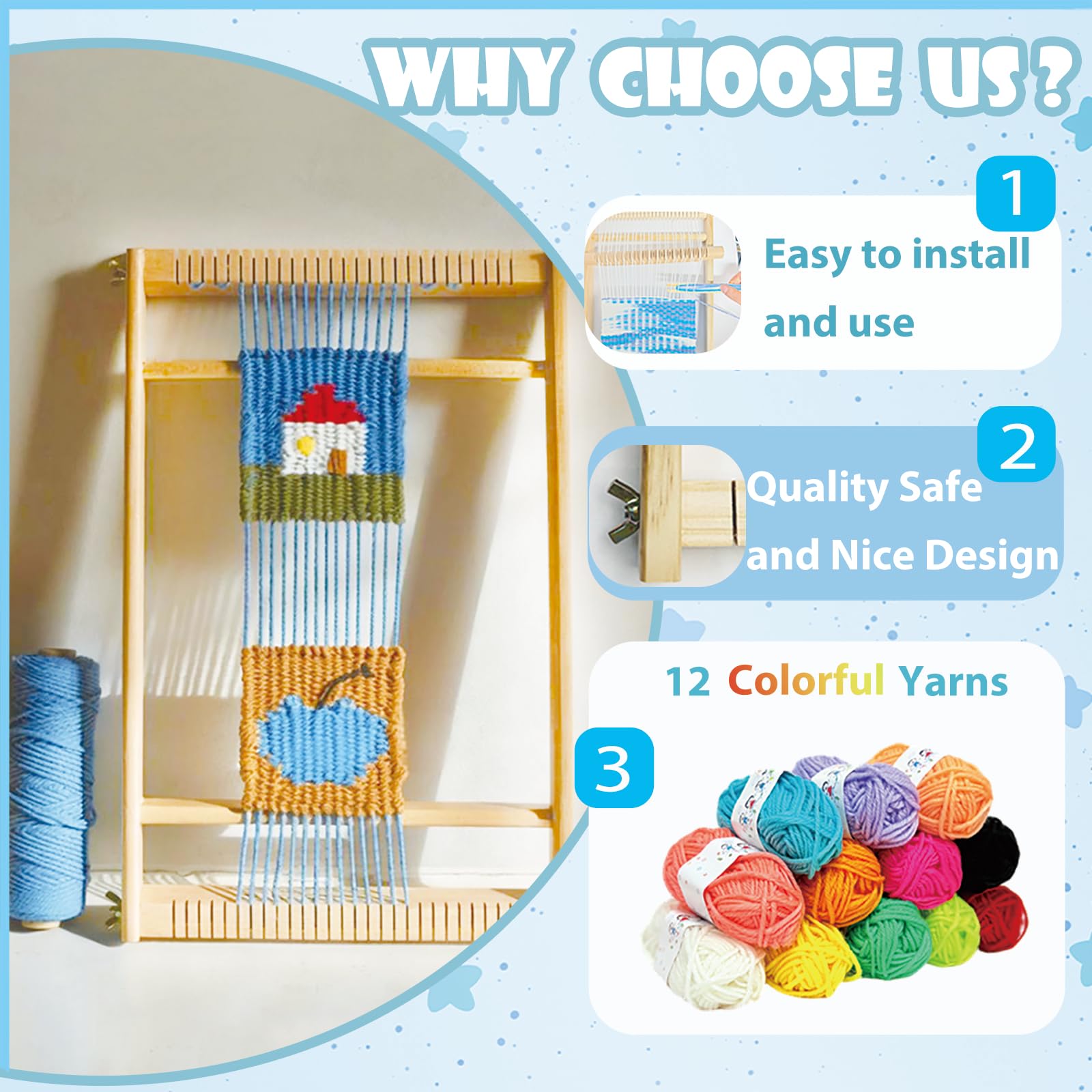 Wooden Weaving Loom Kit - Kids & Adults -3