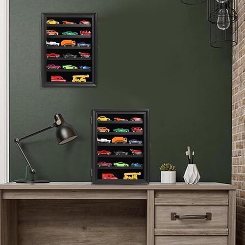 Miniatura 2 de Vitrina de autos de juguete a escala 164, vitrina de exhibición de coche fundido a presión, modelo de montaje en pared, gabinete de almacenamiento