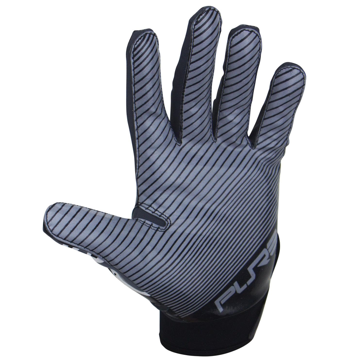 Pure Athlete - Guantes de Silicona para Receptor de fútbol – Tecnología de Agarre de Silicona Elite-Stick – tamaños para Adultos, Large, Negro