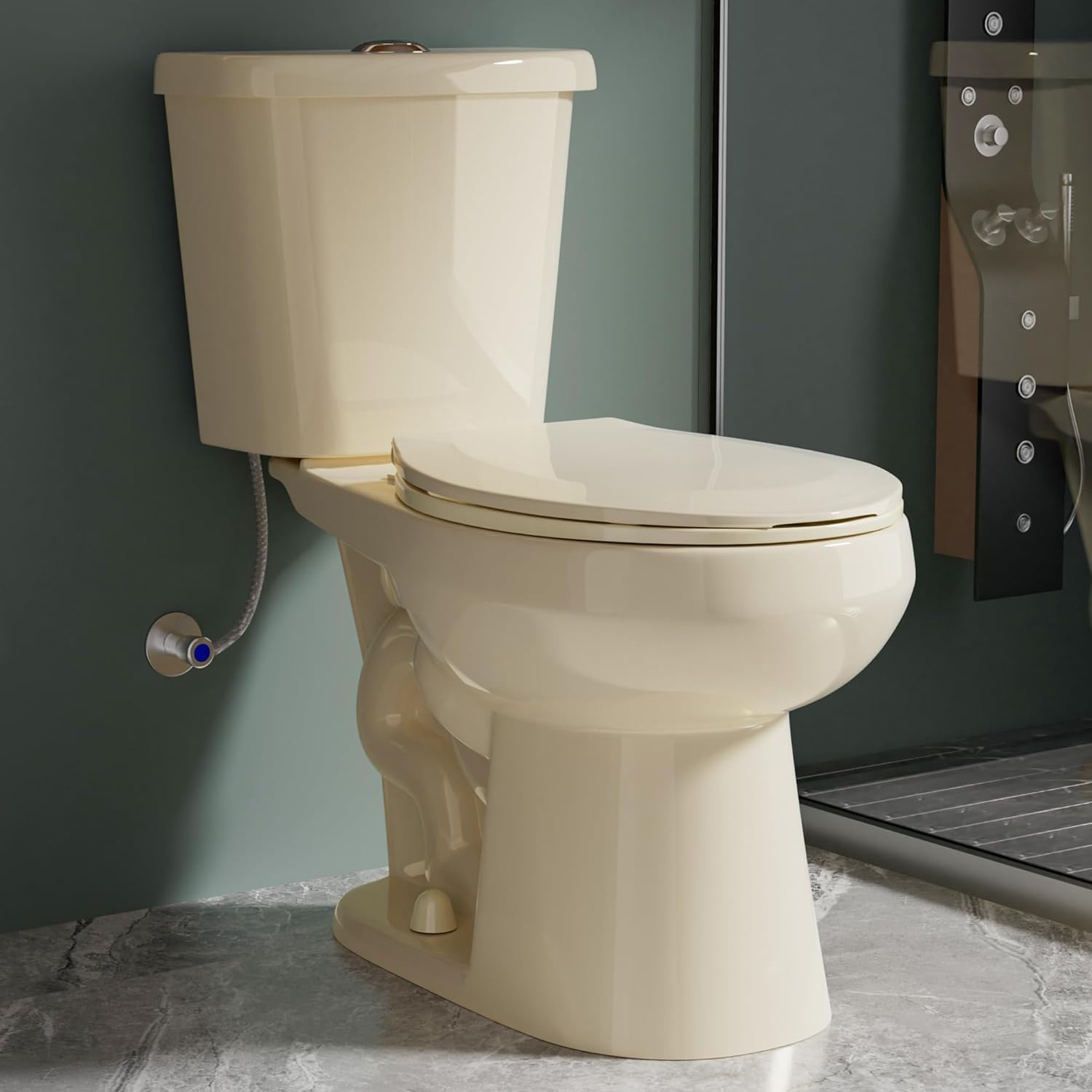 17 Inch Compact Tall Toilet for Seniors, Tornado Flush Dual Flush 1.1/1.6 GPF High Toilet for Small Bathroom, Comfort ADA Seat Height 17.5 Inch, Bowl Height 16.75 Inch, 12 Inch Rough In, Bone