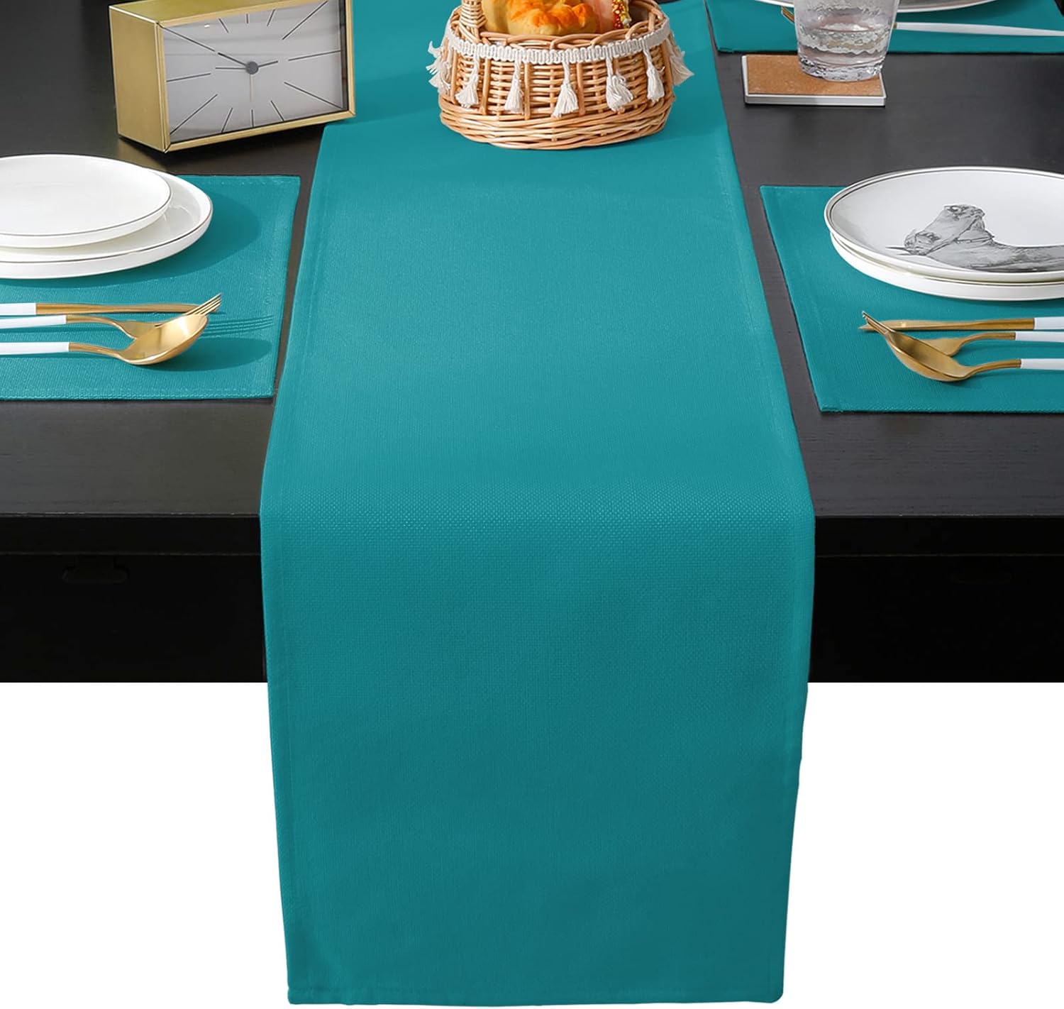 YOKOU Placemats Set of 4 and Table Runner Aqua Turquoise Non Slip Washable Table Runner Set Restaurant Coffee Table Runner and Placemat Set