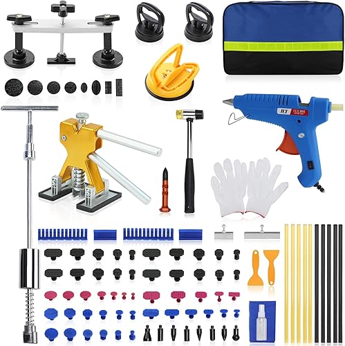 nihao Kit de reparación de abolladuras de carrocería automática, kit de reparación de abolladuras ajustable y sin pintura con levantador de