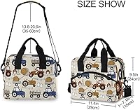 Vista 2 de Tractores Coches Bolsa de almuerzo aislada Caja de almuerzo Contenedor de alimentos Preparación de comidas Cooler Bolso