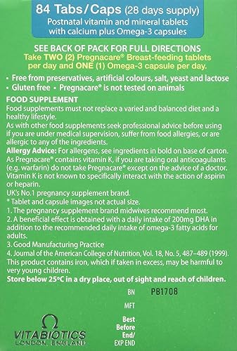 Vista 4 de Vitabiotics (3 unidades) - Pregnacare Lactancia materna 56 pestañas28 cápsulas paquete de 3 paquetes