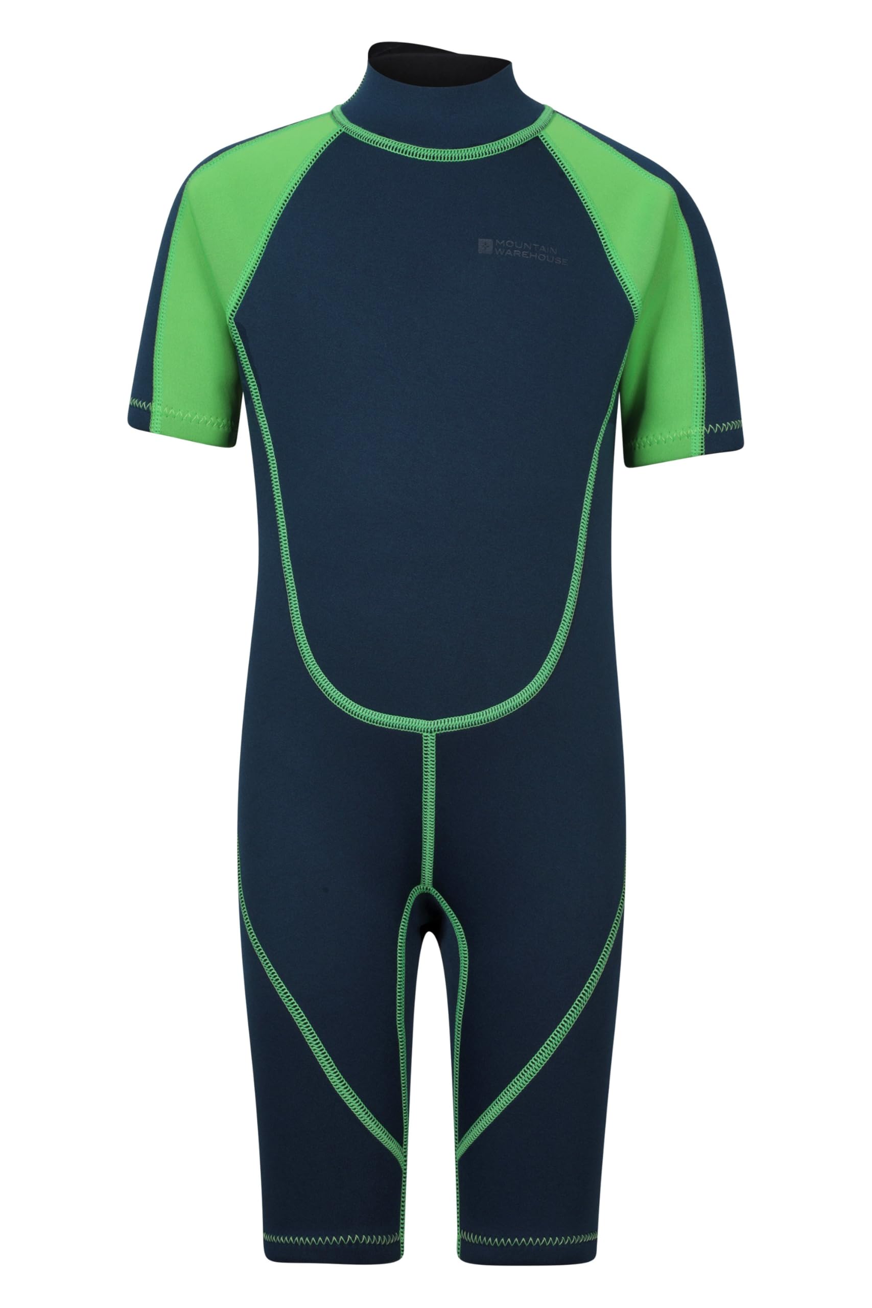 Mountain Warehouse Kids Shorty Wetsuit - 2.5mm Thickness, Flat Seams, Easy Glide Zip Children's Wetsuit, Neoprene, Adjustable Neck Closure - Spring Summer, Swim Green (Kids) Kids Size 3-4 Years — image 1