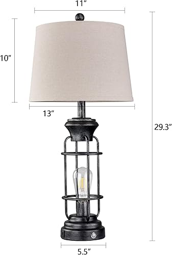 Miniatura 6 de Lámpara de mesa de 28 pulgadas para sala de estar con puertos de carga USB, juego de 2 lámparas de mesa altas regulables de 3 vías para dormitorio,