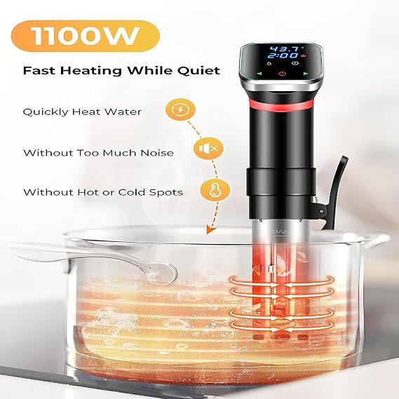 Immersion Circulator Precision Cooker, 1100W Precision Cooker Kit With Indicator Light and App Control, Full Touch Screen Control, Fast Cycle Heating and Low Noise, For Restaurant, Home, Camping