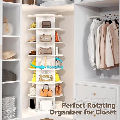 Miniatura 6 de Torre giratoria para zapatos, zapatero giratorio de 7 niveles, zapatero giratorio de 360 para armario, organizador de torre vertical de zapatos,