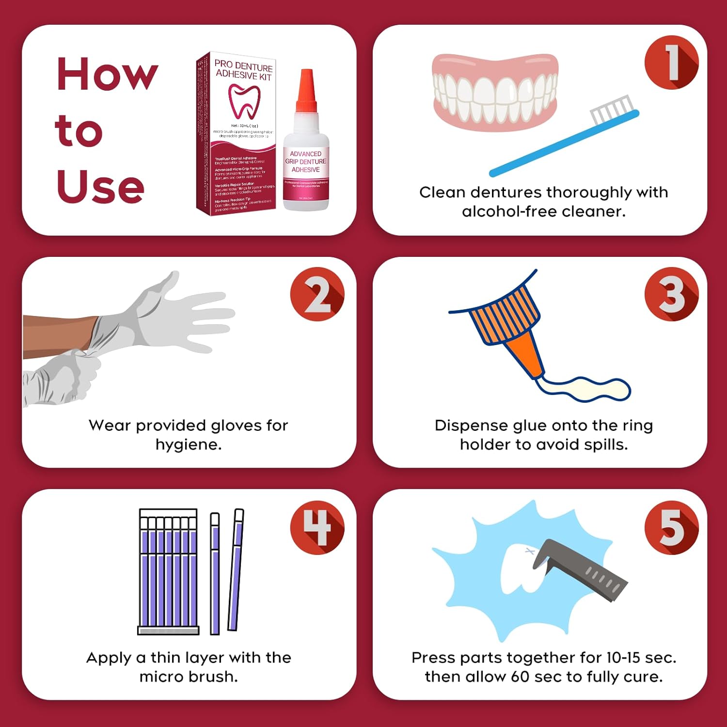 Dental Lab Fast-Setting Instant Bonding Glue for Dentures & Lab Tools – 15-60 Sec Crack Repair & Gap Filling | Long-Lasting Hold (Days to Weeks) – 1oz
