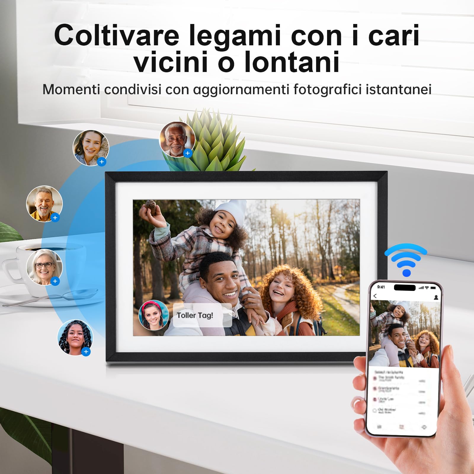 Cornice Digitale Foto, Rollei Smart Frame WiFi 107 10,1 Frameo Portafoto Digitale 32GB 1280x800 Schermo Tattile IPS Condivisione Istantanea di Foto e Video Nero Cornice-Digitale-Foto-Frameo-WiFi