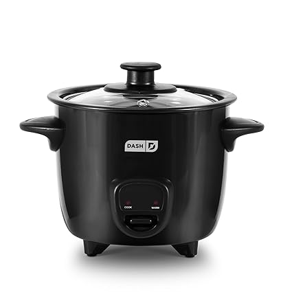 Dash DRCM200BK Mini Rice Cooker Steamer with Removable Nonstick Pot, Keep Warm Function & Recipe Guide, Black