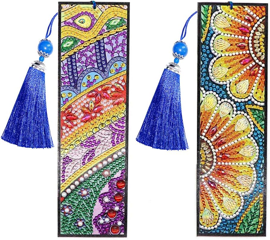 5D Bookmark, 2Pack DIY Beaded Bookmarks with Tassel for Kids Adults Beginner Art Craft Supplies