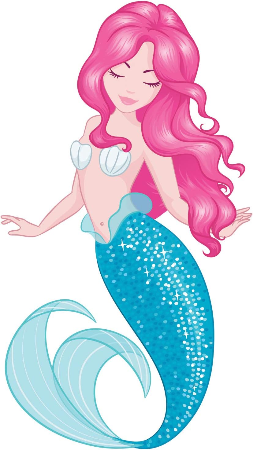 Mermaid Wall Decal Girls Wall Art Room Decor Creative Peel and Stick Wall Decals Mermaids Wall Decor Mermaid Wall Stickers Kids Bedroom Decorations (72"H x 40"W inches)