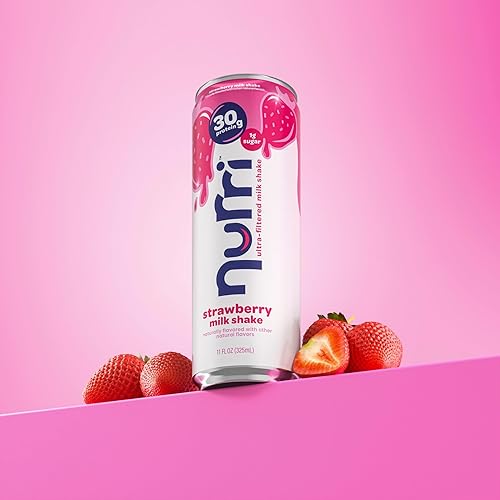 Miniatura 4 de Nurri - Batido de leche ultra filtrada de 30g de proteína  Fresa - Sin lactosa, bajo en azúcar, 150 calorías, 10 vitaminas y minerales - 11 fl oz,