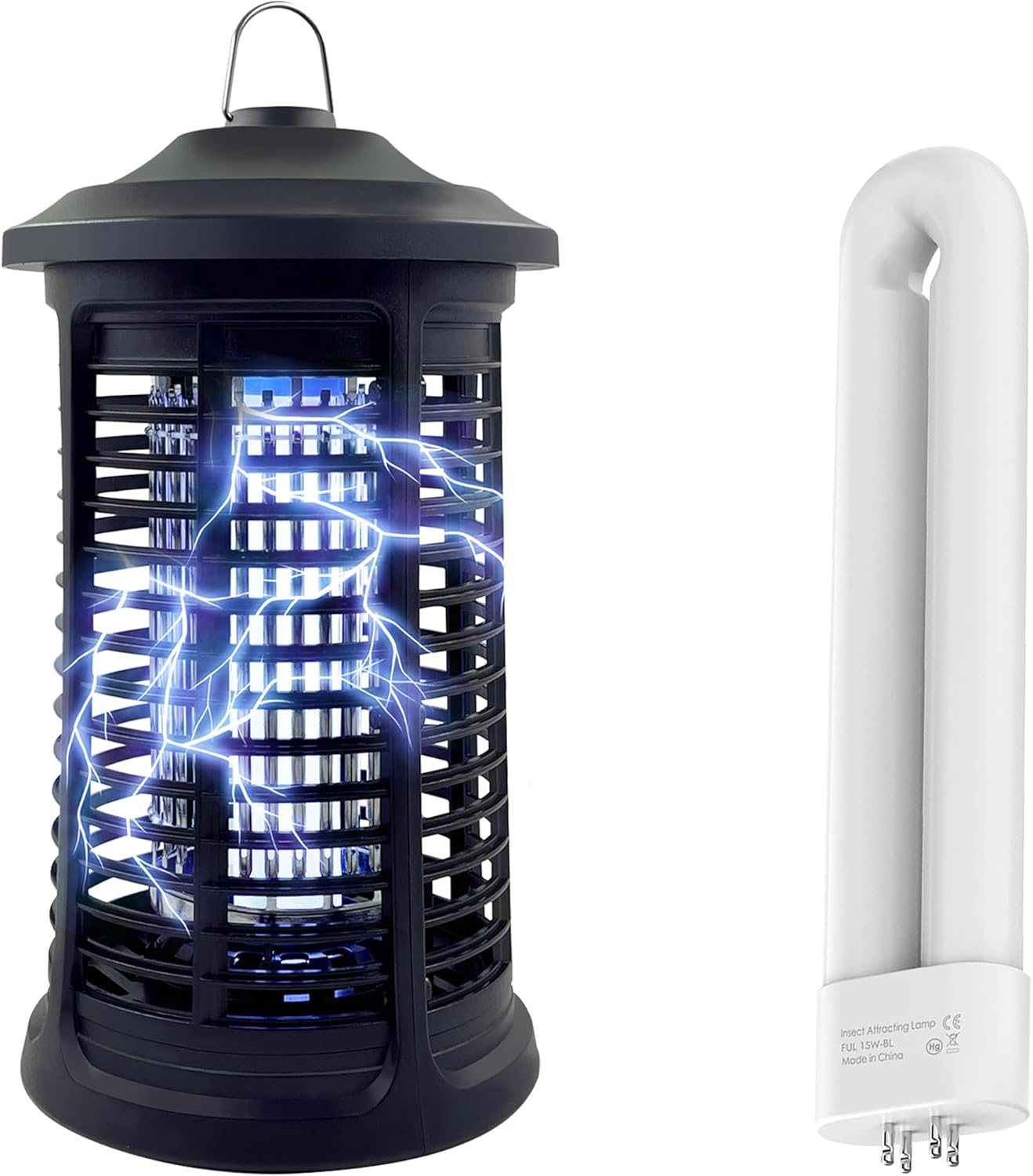 1 Pack Electric Bug Zapper Indoor/Outdoor, 4200V High Powered Mosquito Zappers Killer+1 Pack Replacement Bulb, Waterproof Insect Fly Swatter Zapper Mosquito Trap Outdoor, Fly Traps, Insect Killer