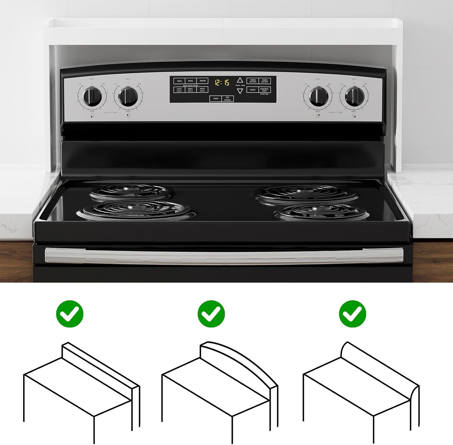 SpaceAid Bamboo Over the Stove Spice Holder Shelf, 31.5" Kitchen Organizer Stove Spice Top Rack, 11.6" Height Countertop Storage, Over Oven Back Sink Organization Shelf, White