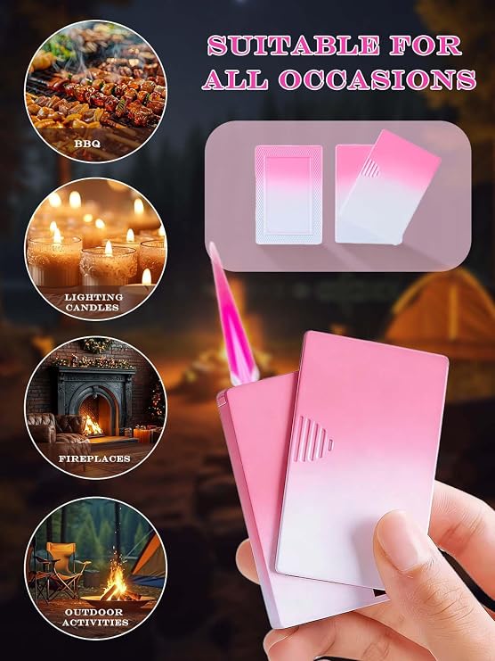 Pink Lighter Cute Lighters Mini Pocket Lighter Fun Pink Flame Windproof Lighters Cool Refillable Butane Torch Lighter Gift with Box (Without Gas)