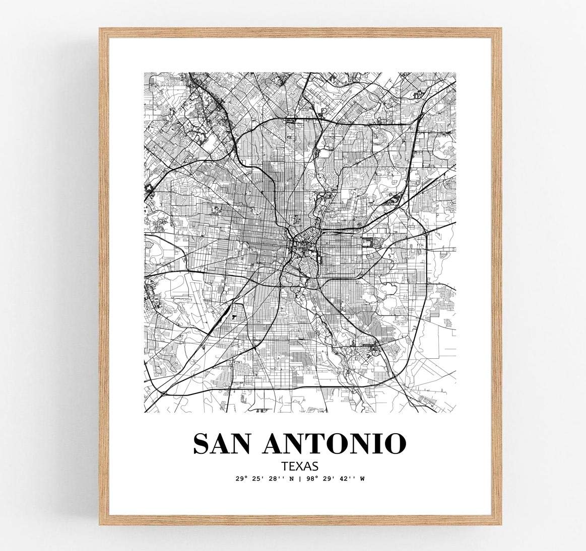Eleville 24X36 Unframed San Antonio Texas City View Abstract Road Modern Map Art Print Poster Wall Office Home