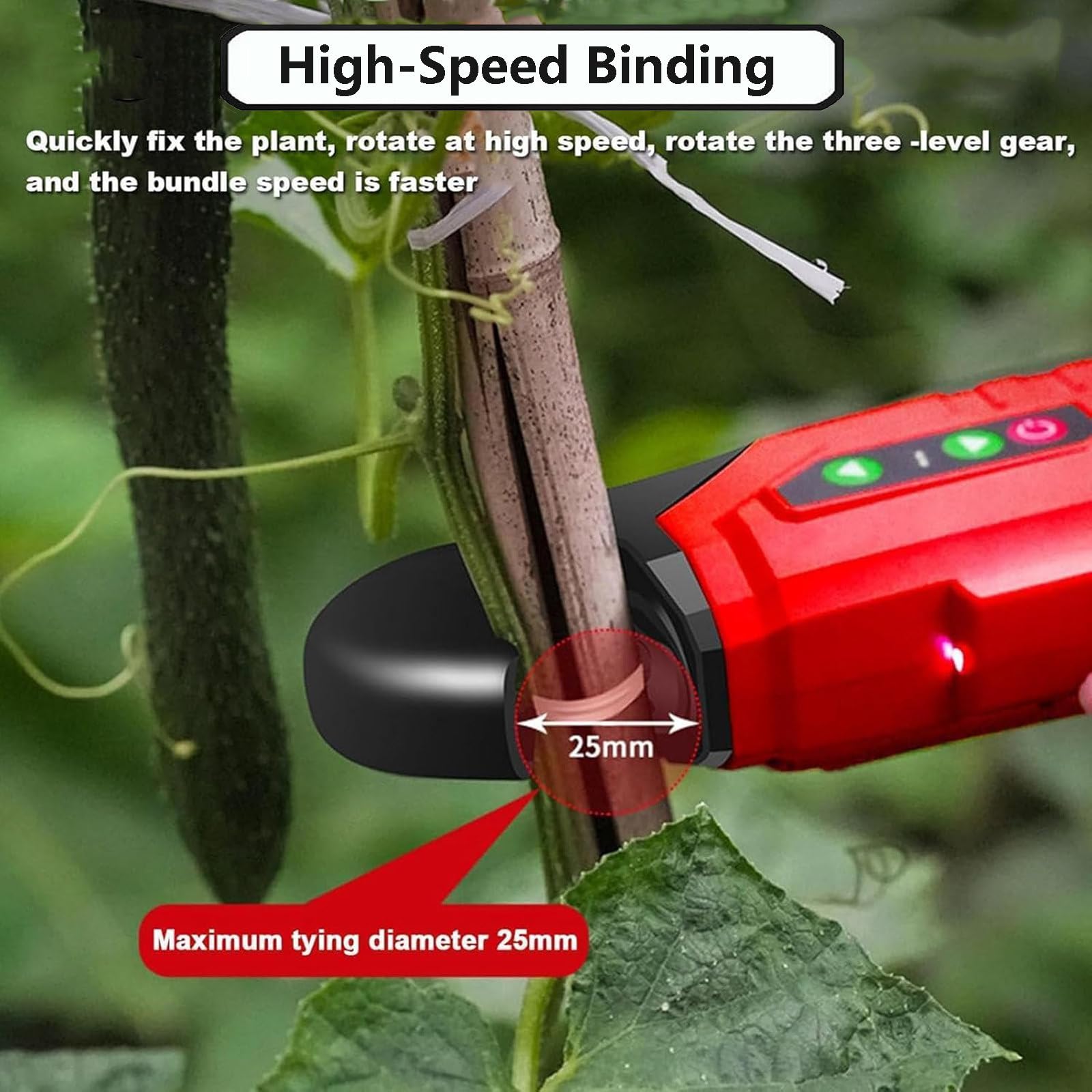 Herramienta De Mano para Atar Ramas De Jardín, Herramienta Eléctrica para Atar Viñas, Máquina Eléctrica para Atar Plantas con Pantalla Led, Máquina para Atar Ramas De Uvas, Higueras