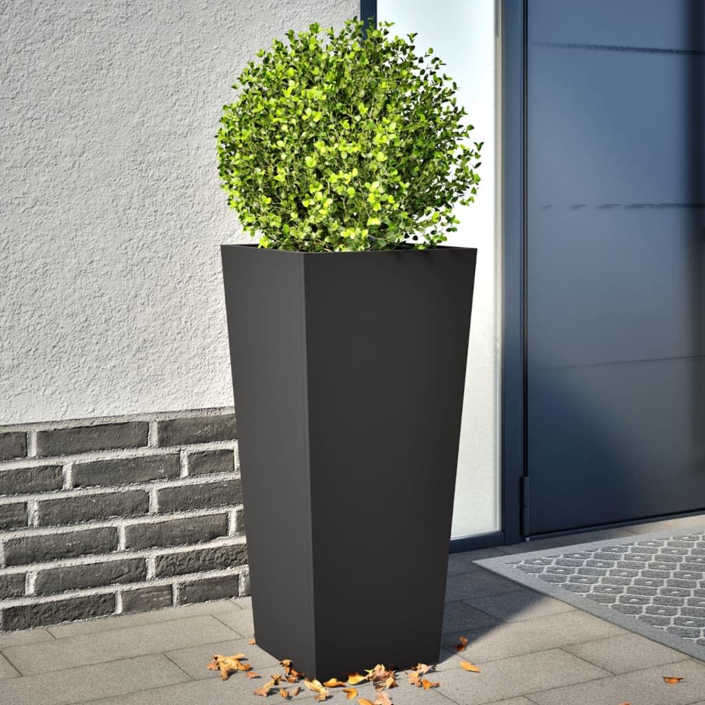 vidaXL Fioriere da Giardino 2 pz Nere 35x35x75 cm in Acciaio, fioriera, fioriera da Patio, Vaso Fiori da Esterni, fioriera da Esterno