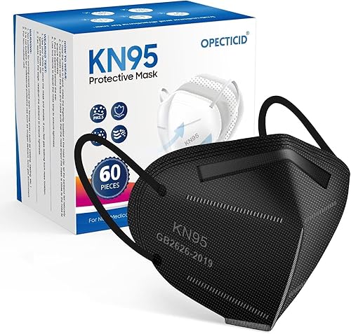 Máscara facial KN95, máscara KN95, máscaras de copa transpirables de 5 capas de eficiencia de filtro ≥95% desechable certificada Negro -,30 Pack