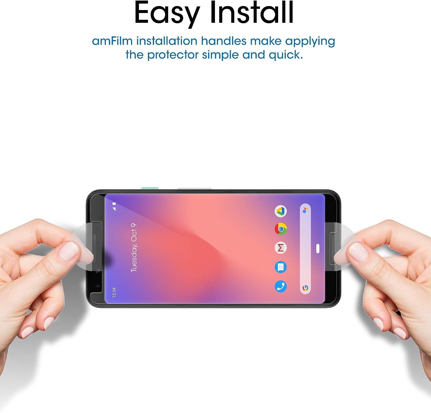 amFilm (3 Pack) Tempered Glass Screen Protector for Google Pixel 3 (2018)