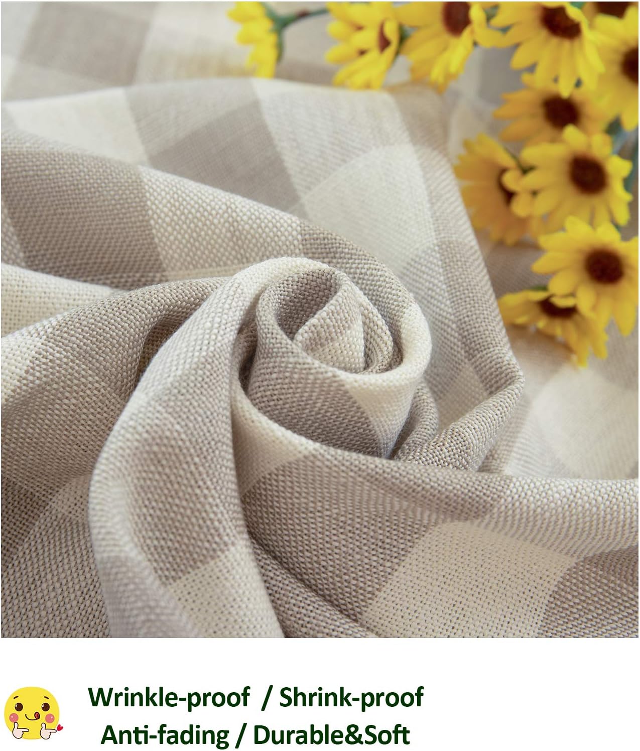 Midsummer Breeze Rustic Checkered Tablecloth, Cotton Linen Rectangle Table Cloths for Kitchen Dining Restaurant Farmhouse Thanksgiving Christmas Décor(55x102”,Gray Khaki) : Home & Kitchen