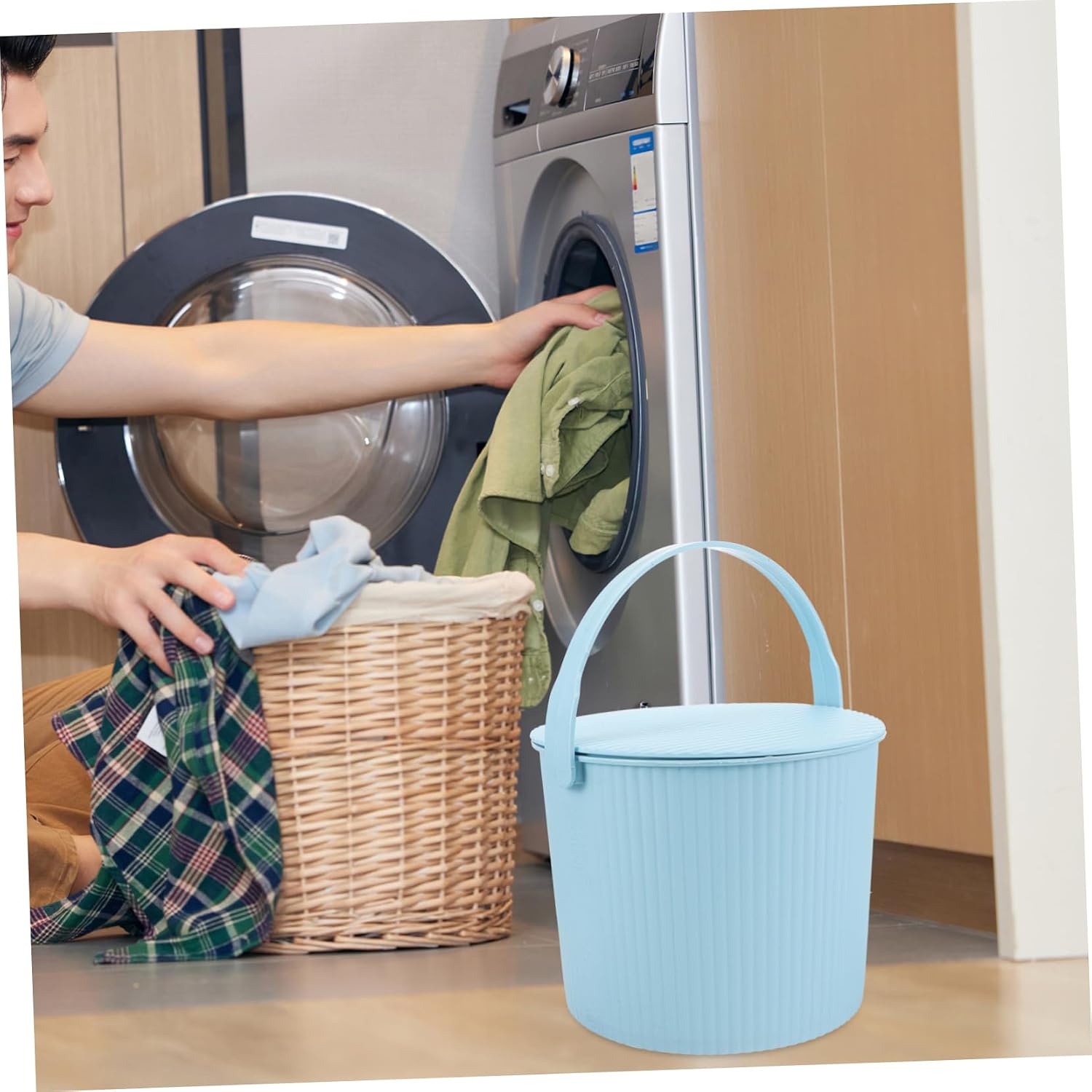 Storage Box for Bathroom Plastic Bucket Handles Storage Tub for Parties