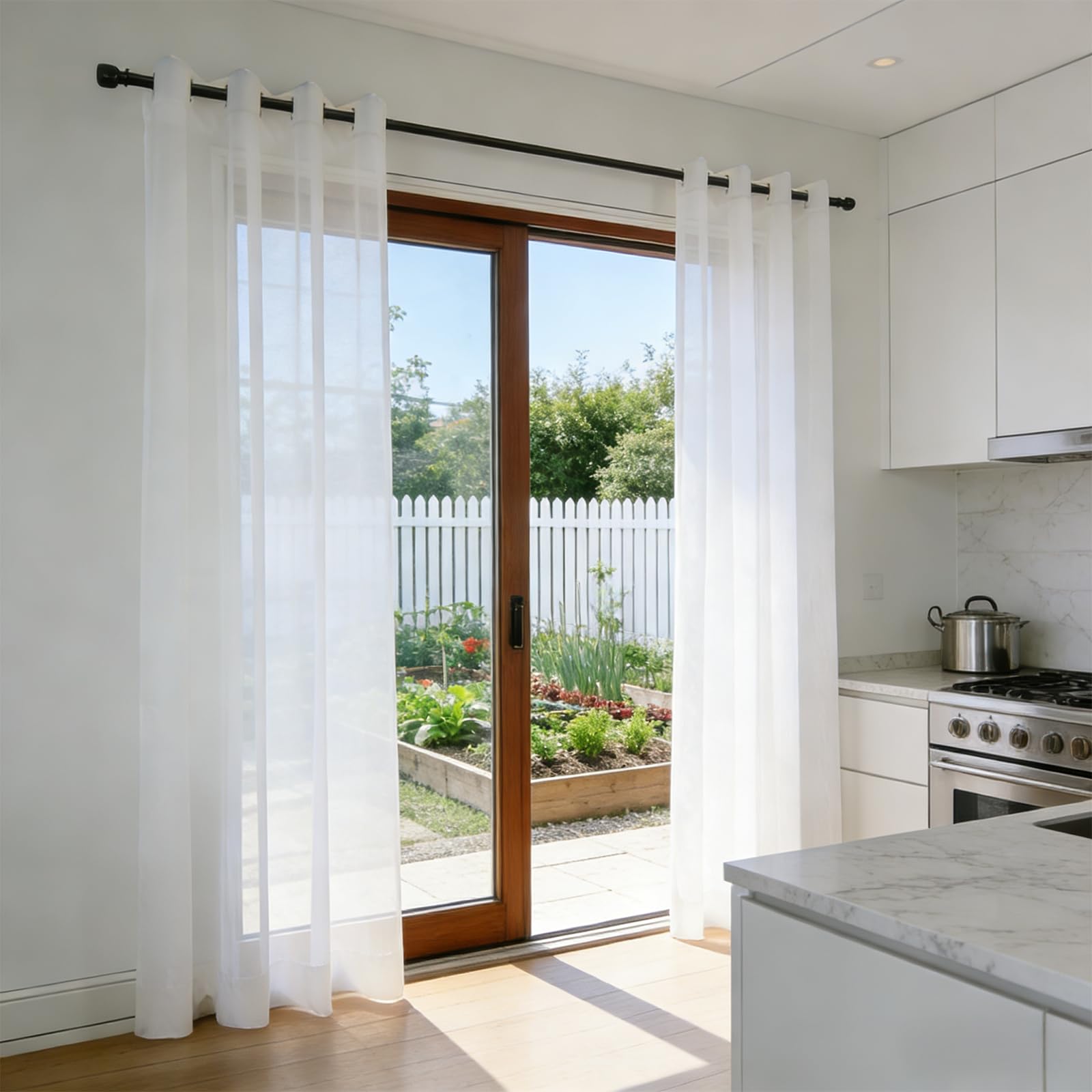 Vorhänge Transparent 250 x 205 cm Halbtransparent, Lichtdurchlässig Und Elegan, mit Ösen in Leinenoptik, Luftig Und Langlebig Kurz Vorhänge Transparent für Jedes Fenster, Weiß