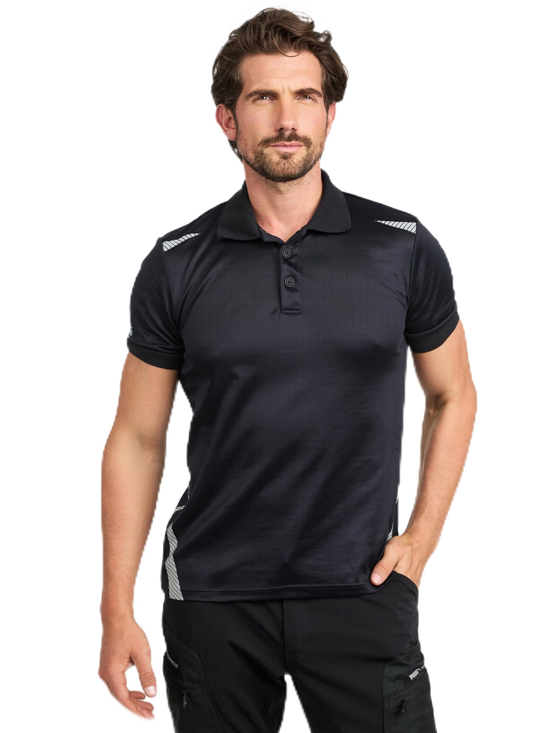 PUMA Workwear – Premium Poloshirt Herren – Funktionsshirt mit Reflektoren – Arbeitsshirt für Handwerk, BAU, Werkstatt & Industrie – atmungsaktives Gewebe – bequem & elastisch