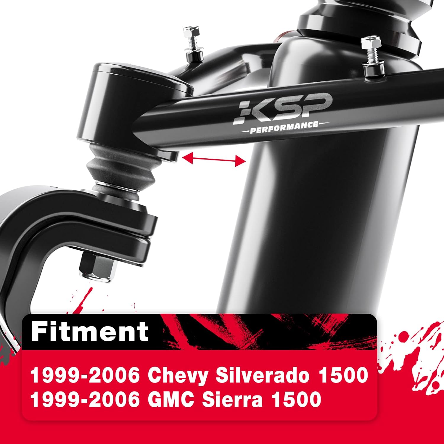 KSP Front Upper Control Arms for Silverado Sierra 1500 1999-2006, 2-4" Adjustable Tubular A-Arm Replacement Factory/Stock Suspension Arms After 2-4 inches Lift On Chevy GMC 4WD 4X4 RWD, 2PCS Black