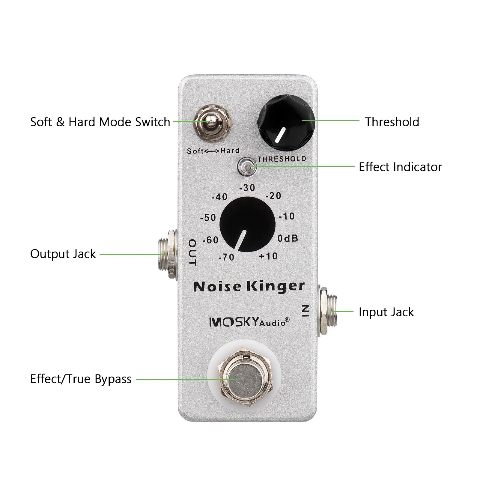 Noise Kinger Noise Gate Rauschunterdrückungspedal für E-Gitarre, Rauschunterdrückungspedal, Real Shunting, Metallgehäuse, Gitarren-Teile Zubehör
