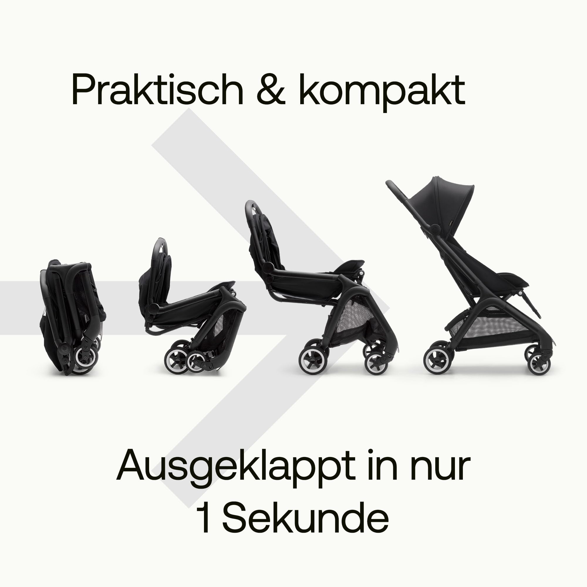 Bugaboo Butterfly Ultra Compact Reisebuggy, leicht, in einer Sekunde zusammenklappbar, sehr geräumiger Stadtbuggy für Babys und Kleinkinder, handlich und bequem, Nacht schwarz