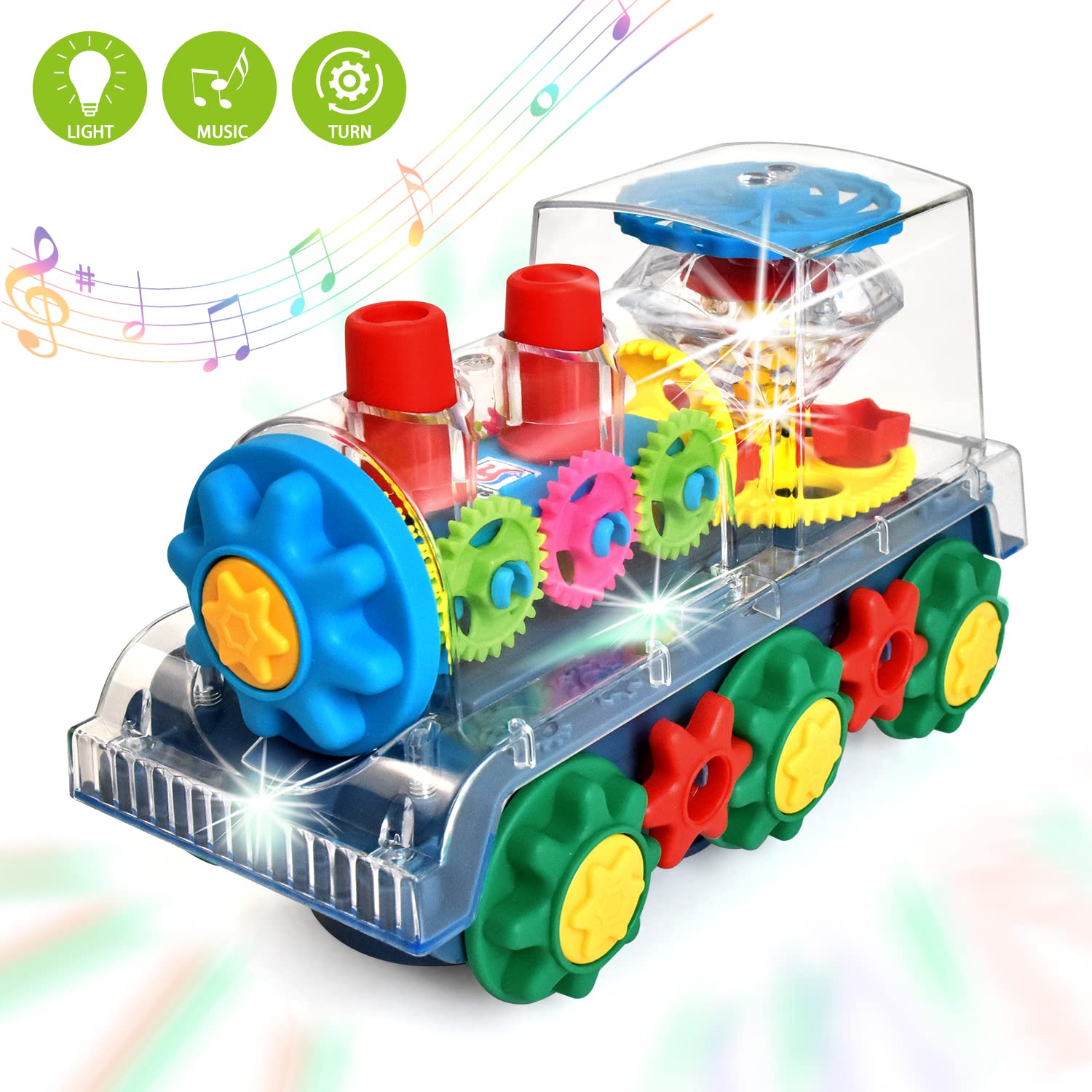 Tuko Transparent Train Gear Toys for 3+ Years Boy and Girl Gift (JY388-7), Medium - Image 2