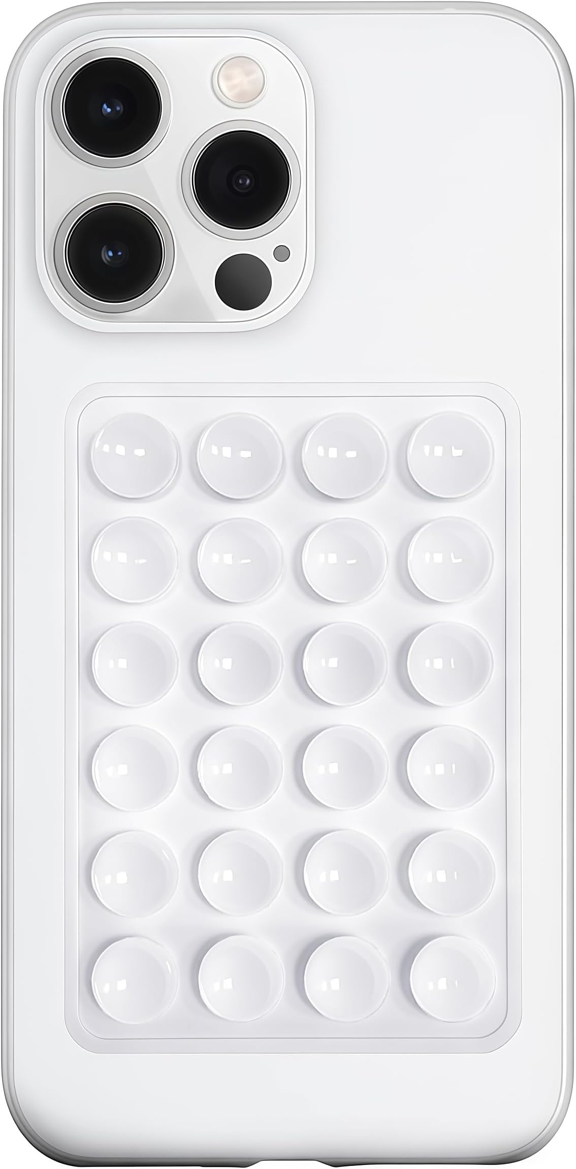 LvShuLiangPin Silicone Suction Phone Case Mount, Silicon Adhesive Phone Accessory for Smartphones, Hands-Free Mirror Shower Phone Holder for Selfies, Tiktok Videos (White)