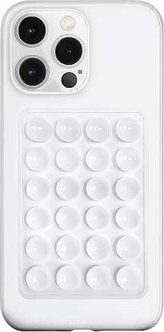 LvShuLiangPin Anteel Silicone Suction Phone Case Mount, Silicon Adhesive Phone Accessory for Smartphones, Hands-Free Mirror Shower Phone Holder for Selfies, Tiktok Videos (White)