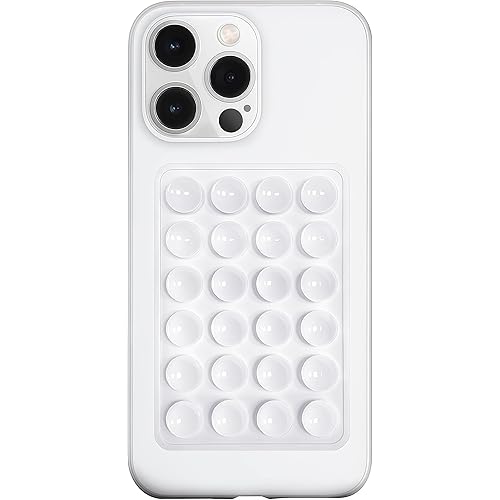 Anteel Silicone Suction Phone Case Mount, Silicon Adhesive Phone Accessory for Smartphones, Hands-Free Mirror Shower Phone Holder for Selfies, Tiktok Videos (White)